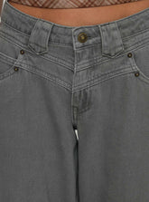 West Side Mid Rise Wide Leg Jeans Grey Wash